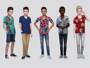 Sims 4 — Beach Patterned Shirt Boys by McLayneSims — TSR EXCLUSIVE Standalone item 8 Swatches MESH by Me NO RECOLORING