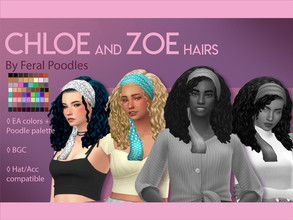Sims 4 — Chloe Hair by feralpoodles — Big beautiful curls with a scarf accessory! NOTE: By default the scarf is grey for