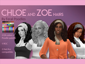 Sims 4 — Zoe Hair by feralpoodles — Big beautiful curls with a scarf accessory and bangs! NOTE: By default the scarf is
