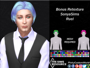 Sims 4 — Bonus Retexture of Ruel hair by SonyaSims (M) by PinkyCustomWorld — Pixie cut hairstyle for males, recolored in