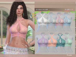 Sims 4 — CROCHET TOP CLEOME by DanSimsFantasy — Bohemian style crop top in texture crochet and lace material. Samples: 40