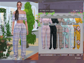 Sims 4 — FEMALE OUTFIT LAVENDER by DanSimsFantasy — Set of short top and wide long pants in the bohemian style, ideal for