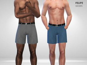 Sims 4 — Felipe Shorts by Puresim — Men shorts with belt.