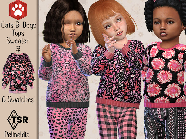 Sims 4 — Blush and Black Sweater - Needs Cats & Dogs by Pelineldis — A cozy sweater in blush and black for toddler