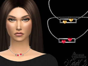 Sims 4 — Valentines double heart short necklace by Natalis — Valentines double heart short necklace. 3 heart colors. 2