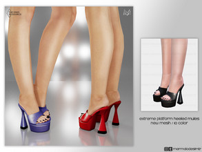 Sims 4 — Extreme Platform Heeled Mules S03 by mermaladesimtr — New Mesh 10 Swatches All Lods Teen to Elder For Female 