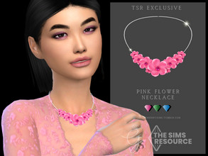 Sims 4 — Pink Flower Necklace by Glitterberryfly — A gorgeous pink flower necklace with gems 