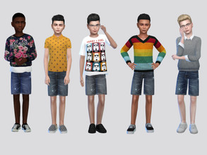 Sims 4 — Jourdan Denim Short Boys by McLayneSims — TSR EXCLUSIVE Standalone item 5 Swatches MESH by Me NO RECOLORING