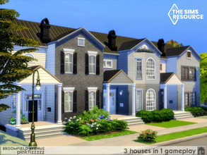 Sims 4 — Broomfield Avenue by Pinkfizzzzz — A row of three houses on a little street for your simming worlds