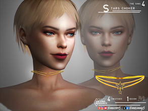 Sims 4 — Stars Choker by Mazero5 — Double layer choker with Stars pendant 4 Swatches to choose from Color varies from