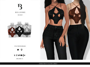 Sims 3 — Cross Front Halter Corset by Bill_Sims — This top features a cross front design, a halterneck and a corset fit!
