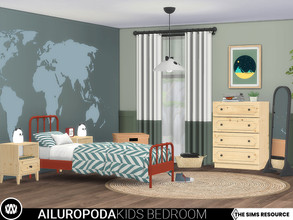 Sims 4 — Ailuropoda Kids Bedroom by wondymoon — Ailuropoda kids bedroom with colorful metal framed single bed combined