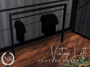 Sims 4 — Vintage Loft - Clothes Hanger by networksims — A black clothes hanger with shirts.
