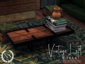 Sims 4 — Vintage Loft - Coffee Table by networksims — An iron-framed wooden coffee table.