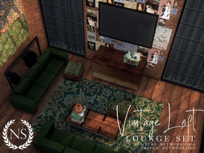 Sims 4 — Vintage Loft Living by networksims — A living room set with a industrial vintage loft aesthetic.