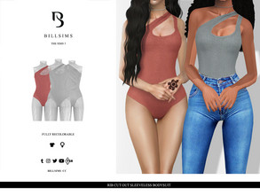 Sims 3 — Rib Cut Out Sleeveless Bodysuit by Bill_Sims — This bodysuit features a cotton material with a one shoulder