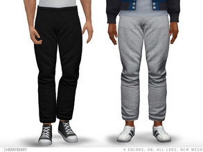 Sims 4 — Stanley - Men's Joggers by CherryBerrySim — Athletic wear realistic style cotton joggers (pants) for male sims.