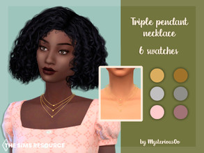 Sims 4 — Triple pendant necklace by MysteriousOo — Triple pendant necklace in 6 colors 6 Swatches; Base Game compatible;