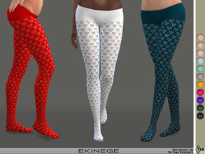 Sims 4 — Open Knit Tights by ekinege — Heart pattern open knit tights. 14 different colors.