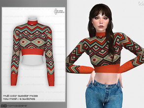 Sims 4 — Multi Color Sweater MC331 by mermaladesimtr — New Mesh 6 Swatches All Lods Teen to Elder For Female