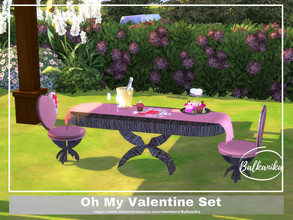 Sims 4 — Oh My Valentine by Balkanika — A festive set for St. Valentine's Day. It includes 8 pieces: - Dining Table -