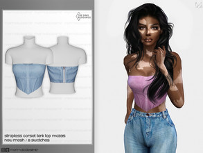 Sims 4 — Strapless Corset Tank Top MC335 by mermaladesimtr — New Mesh 8 Swatches All Lods Teen to Elder For Female