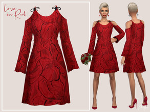 Sims 4 — Love in Red by Paogae — Red dress with flared skirt and sleeves, elegant but not too much, sexy but not too