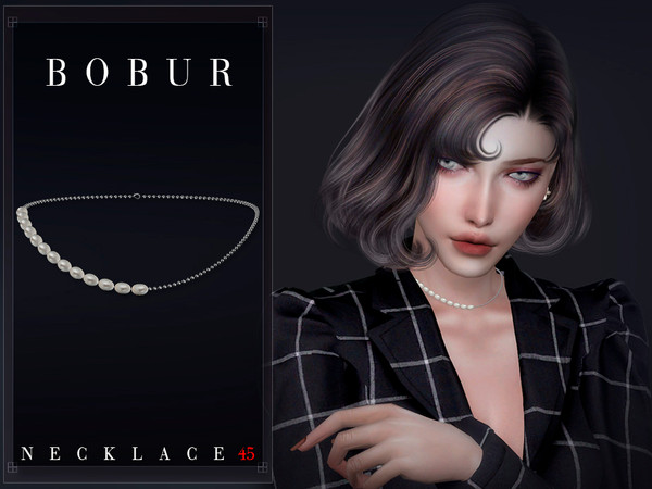 Sims 4 — Simple pearl necklace by Bobur2 — Simple pearl necklace for female 4 colors HQ compatible I hope you like it