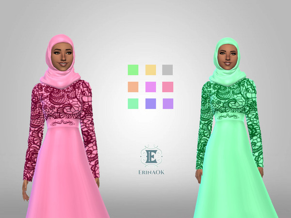 Sims 4 — ErinAOK Silk Hijab 0210 by ErinAOK — Silk Hijab 9 Swatches