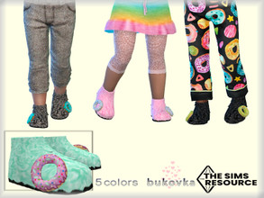 Sims 4 — Donut Shoes by bukovka — Slippers with a decorative element - Donut. Designed for toddlers of both sexes.