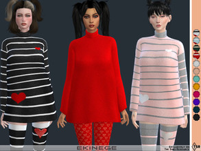 Sims 4 — Knit Turtleneck Sweater Dress by ekinege — A knit mini sweater dress featuring a turtleneck, dropped shoulders,