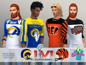 Sims 4 — Super Bowl LVI Teez by SimmieV — Celebrating the 2022 Super Bowl, this collection of long sleeve teez has 3