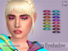 Sims 4 — Amira Eyeshadow  by SunflowerPetalsCC — A matte eyeshadow with the look of a sheen in 15 colorful swatches.