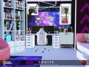 Sims 4 — Louise gamer room by melapples — a neon gaming room/office. enjoy! 5x6 $22295 short walls