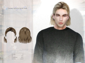 Sims 4 — WINGS-ER0213-Capable medium short hair by wingssims — Colors:15 All lods Compatible hats Support custom editing