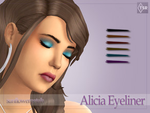 Sims 4 — Alicia Eyeliner by SunflowerPetalsCC — A simple, double winged eyeliner in 6 jewel toned swatches.