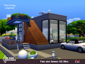 Sims 4 — Fun size house 82 tiles_ No CC by evi — Tiny modern house for happier living. It is only 82 tiles big. It has a