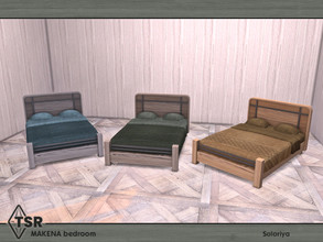 Sims 4 — Makena Bedroom. Bed by soloriya — Double bed. Part of Makena Bedroom set. 3 color variations. Category: Comfort