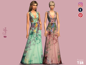 Sims 4 — Embellished Dress - MDR24 by laupipi2 — Hi! New embellished long, V-neck dress. Comming in 5 different colours.