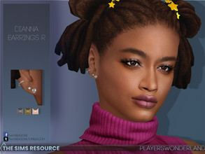 Sims 4 — Dianna Earrings R by PlayersWonderland — Simple sphere earrings with one hoop in 3 different metal colors. This