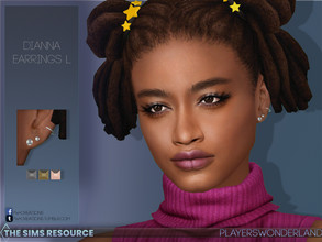 Sims 4 — Dianna Earrings L by PlayersWonderland — Simple sphere earrings with one hoop in 3 different metal colors. This