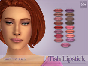 Sims 4 — Tish Lipstick by SunflowerPetalsCC — An opaque lipstick with a glossy look. Comes in 17 swatches.