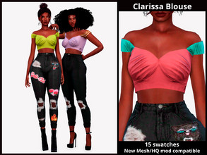 Sims 4 — Clarissa Blouse by couquett — Fresh Blouse for your lovely sims 15 swatches Custom thumbnail Original mesh Hq