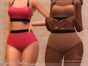 Sims 4 — Iselia Panties by Dissia — High waist ribbed panties with black strap Available in 47 swatches