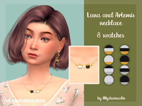 Sims 4 — Luna and Artemis necklace by MysteriousOo — Luna and Artemis necklace in 8 colors 8 Swatches; Base Game