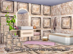 Sims 4 — MB-TrendyTile_MarbleImpression_SET by matomibotaki — Elegant tile wall and floor set with 3 walls in 3 wall