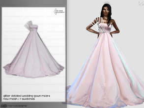 Sims 4 — Glitter Detail Wedding Gown MC341 by mermaladesimtr — New Mesh 7 Swatches All Lods Teen to Elder For Female