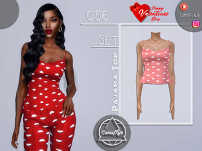 Sims 4 — SET 056 - Pajama Top (Valentines Day) by Camuflaje — Fashion set that includes pajama top & pants, satin