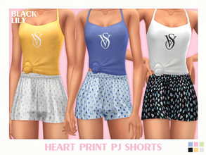 Sims 4 — Heart Print PJ Shorts by Black_Lily — YA/A/Teen 6 Swatches New item