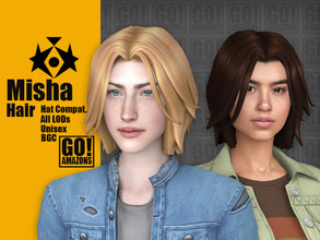 Sims 4 — Misha Hair by GoAmazons — >Base game compatible unisex hairstyle >Hat compatible >From Teen to Elder